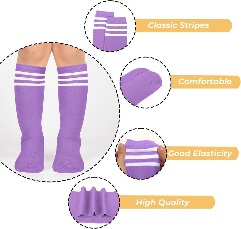 Benefeet Sox Kids Soccer Socks Toddler Knee High Tube Long Socks Soft for Girls Three Stripes Youth Cotton Soccer Socks - Image 4